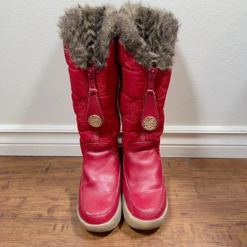 Juicy Couture Quilted Faux  Fur Snowflurry Lining Winter Wedge Boots